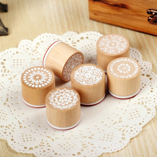 Round shape wood rubber stamp for card making wood stamp