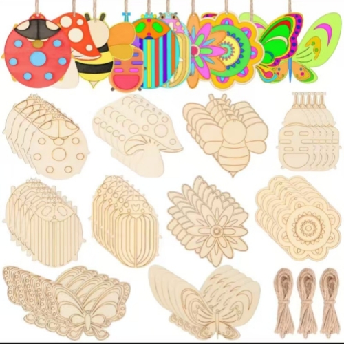 Laser Cut Decorative Wood Craft 3d Craft Embellishment Wood Veneers for Decoration