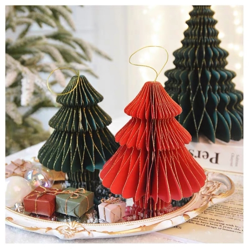 3D ornament Christmas tree paper honeycomb Christmas party decoration honeycomb ball paper crafts Christmas honeycomb ball