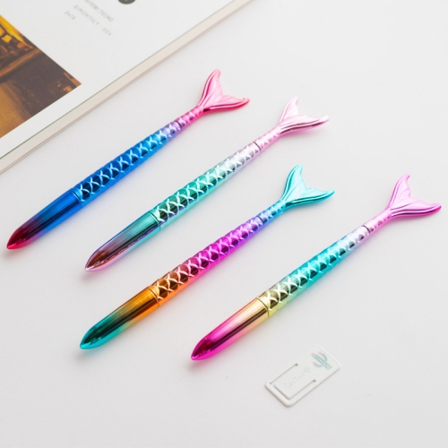 Colorful Shiny Fish Tail Office Stationery Gift Pen Rainbow Color Mermaid Tail Ball Pen 