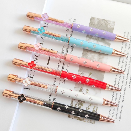 Four-leaf grass design pen Ballpoint Pen Office Supply Wedding Stationery Crystal Diamond Metal Rose Gold Pens