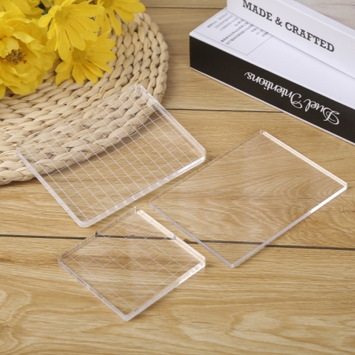 Stamp Blocks Acrylic Clear Stamping Blocks Tools with Grid Lines for Scrapbooking Crafts Making